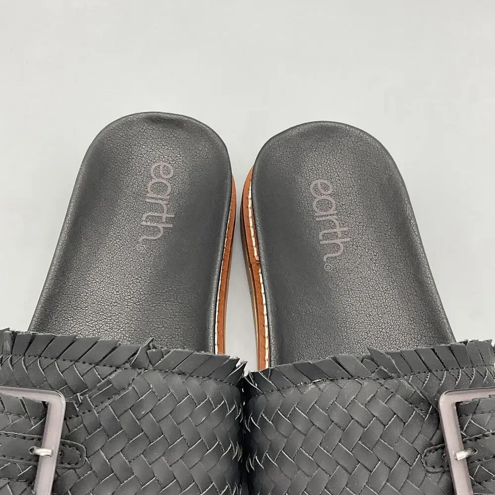 NEW earth Women’s Fontane Woven Flat Sandals Black Size 8.5M